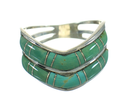 Sterling Silver Turquoise Inlay Southwest Jewelry Ring Size 6-1/4 RX85526
